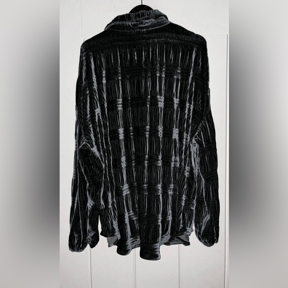 White Birch Women Velvet Burnout Black Label‎ Button Down Shirt XL Whimsigoth - Picture 2 of 9